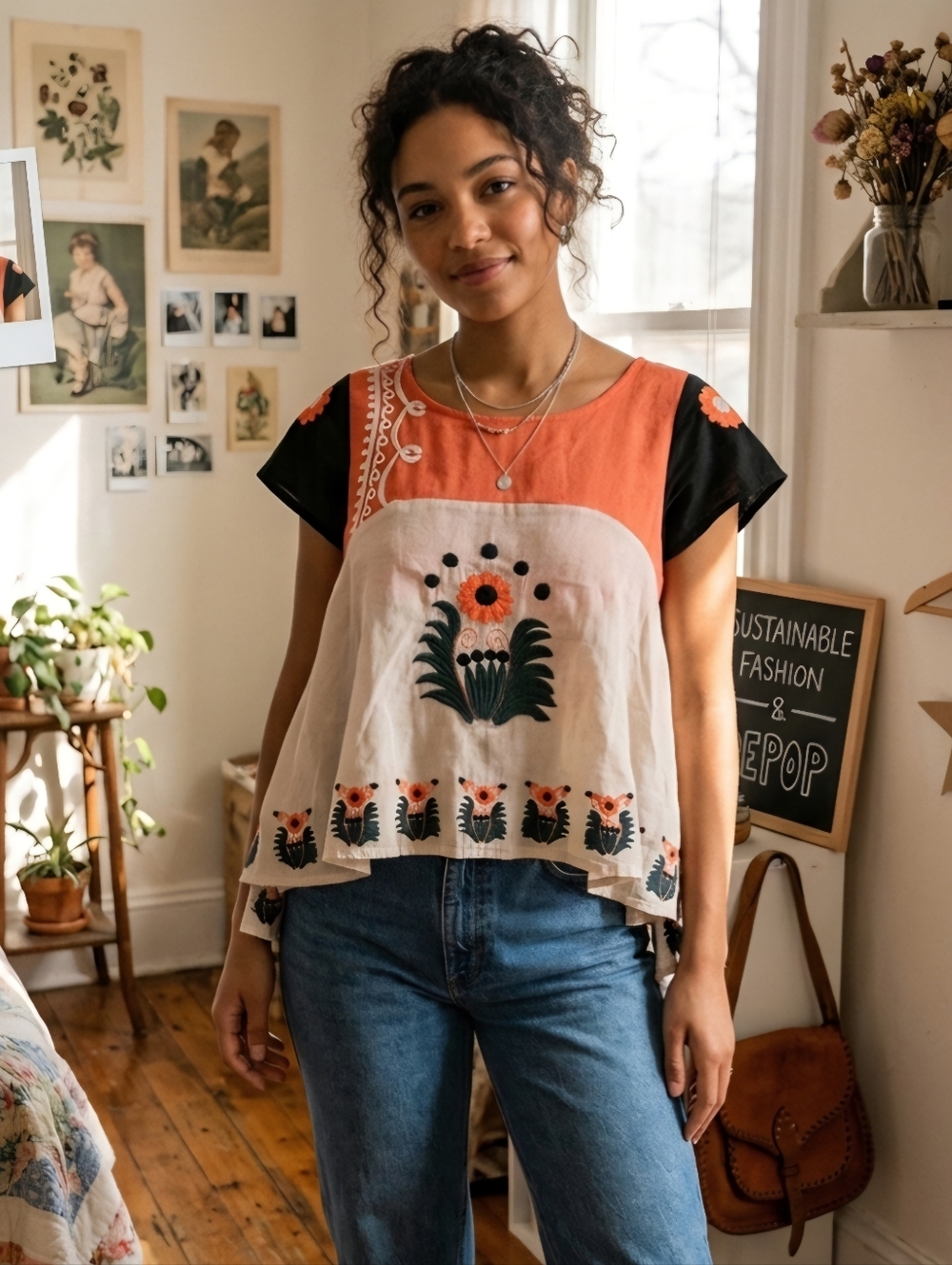 Anthropologie Embroidered Boho Top